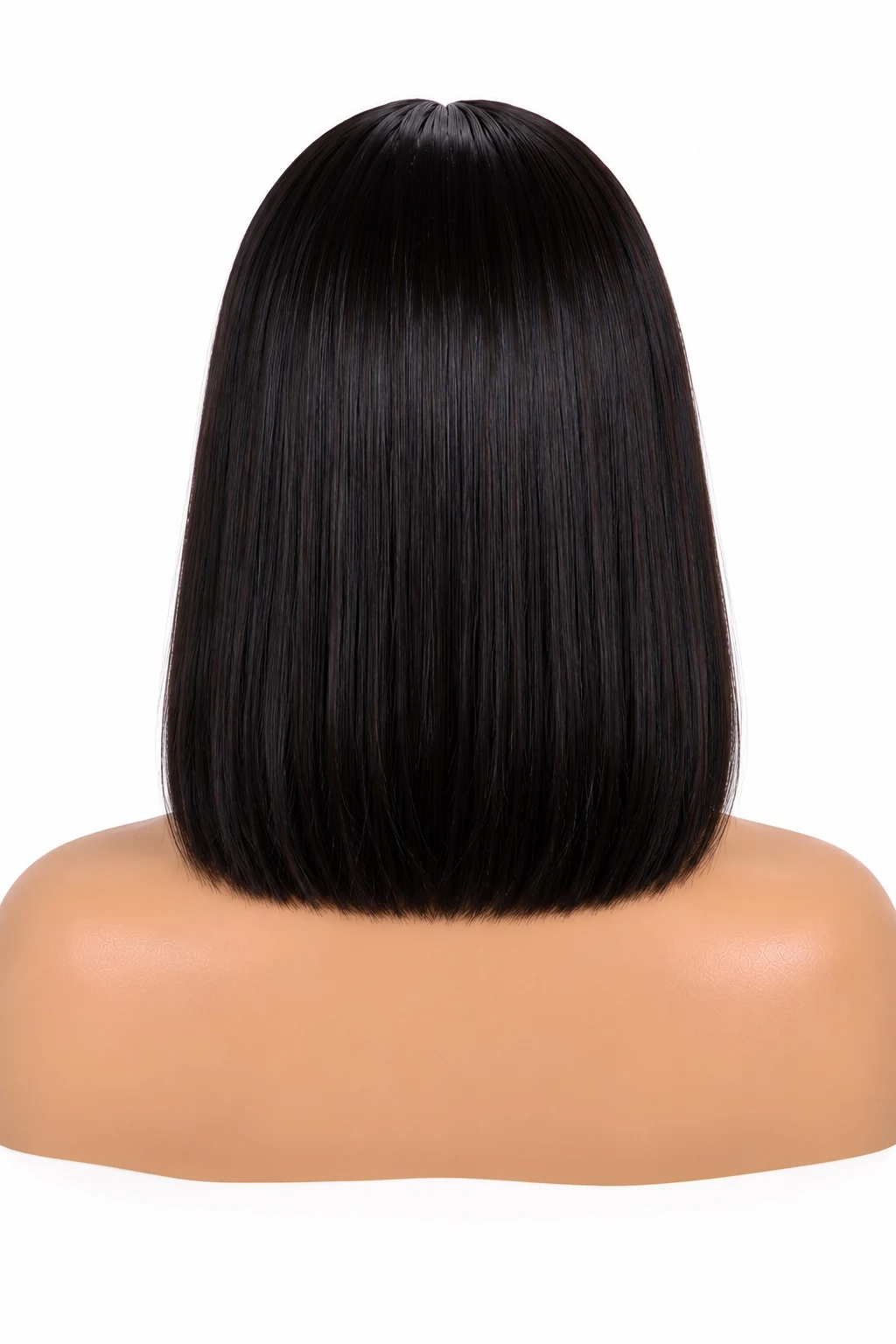 Peluca humana lisa de 10 pulgadas, vista trasera